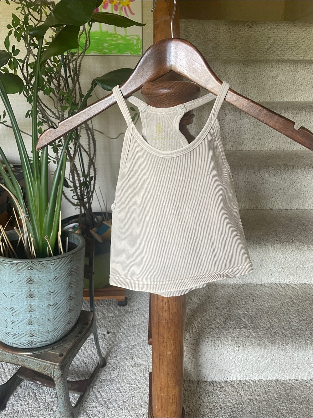 Free People Ribbed Cream Tank Top - Simple Racerback Style - Picture 2 of 8